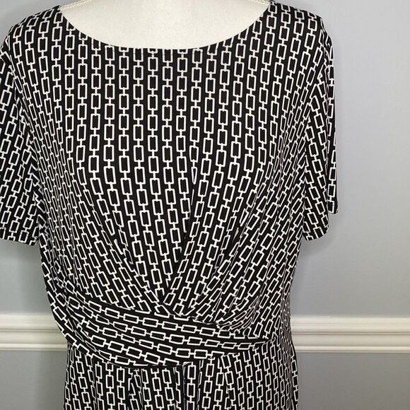 Roz & Ali Ladies Black & White Dress with Chain Link Pattern Size XL EUC - Picture 3 of 7